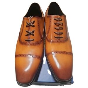 ALIPASINM Mens Oxford Dress Shoes Brown Leather Cap Toe Lace Up Size 13